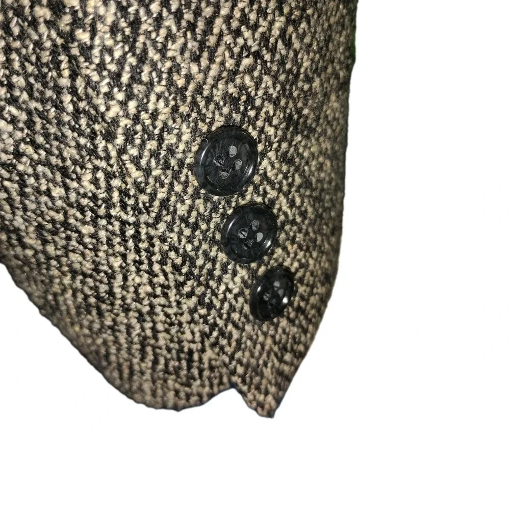 Coldwater Creek Mens 42 Blazer Tweed‎ Black & Tan Twill Sport Coat 50% Wool EUC
